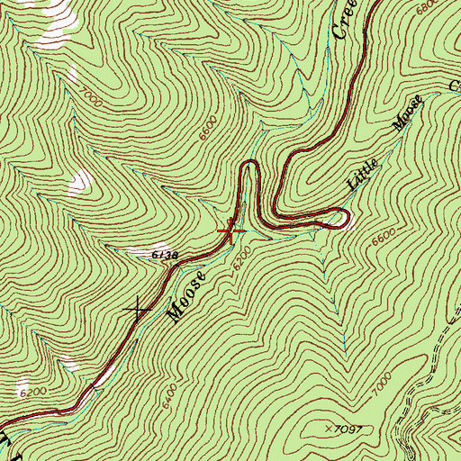 Topographic Map of Little Moose Creek, ID