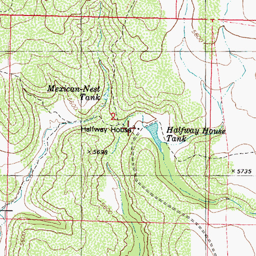 Topographic Map of Halfway House, AZ