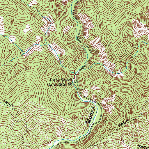 Topographic Map of Little Moose Creek, ID