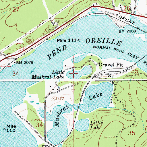 Topographic Map of Little Muskrat Lake, ID