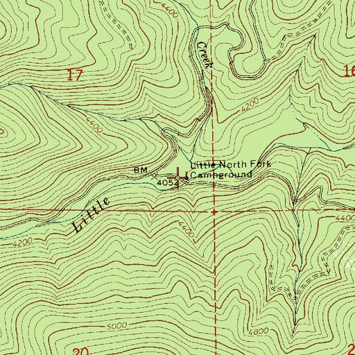 Topographic Map of Little North Fork Campground, ID