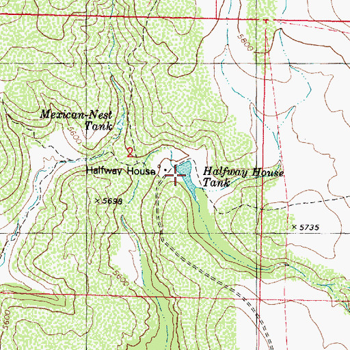 Topographic Map of Halfway House Tank, AZ