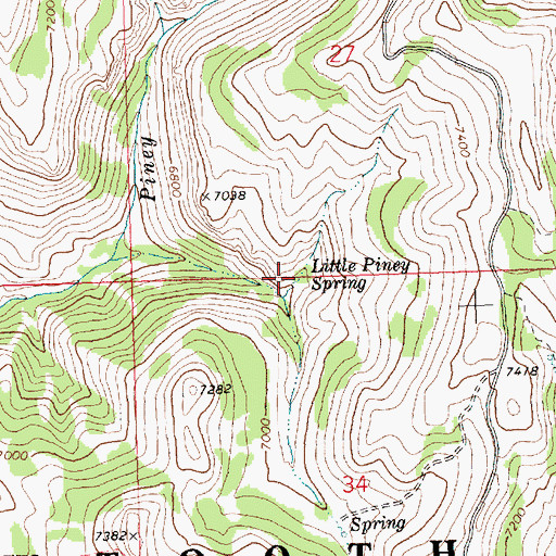 Topographic Map of Little Piney Spring, ID