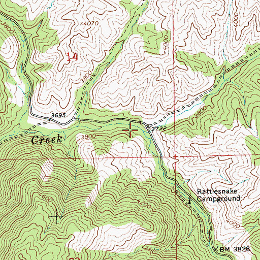 Topographic Map of Little Rattlesnake Creek, ID