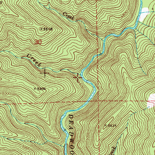 Topographic Map of Little Sams Creek, ID