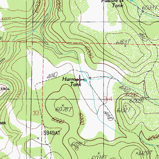 Topographic Map of Harmon Tank, AZ