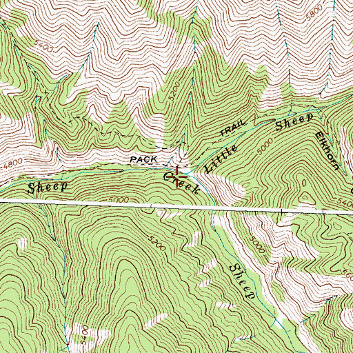 Topographic Map of Little Sheep Creek, ID