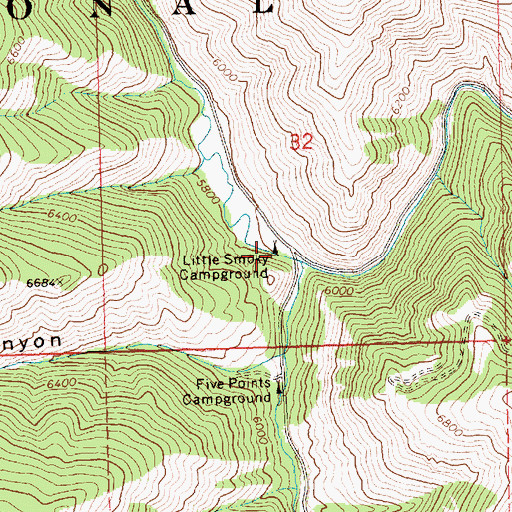 Topographic Map of Little Smoky Campground, ID