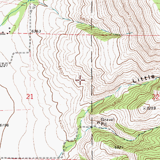 Topographic Map of Little Threemile Canyon, ID
