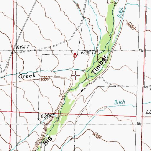 Topographic Map of Little Timber Creek, ID
