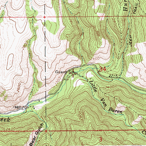 Topographic Map of Little Van Buren Creek, ID
