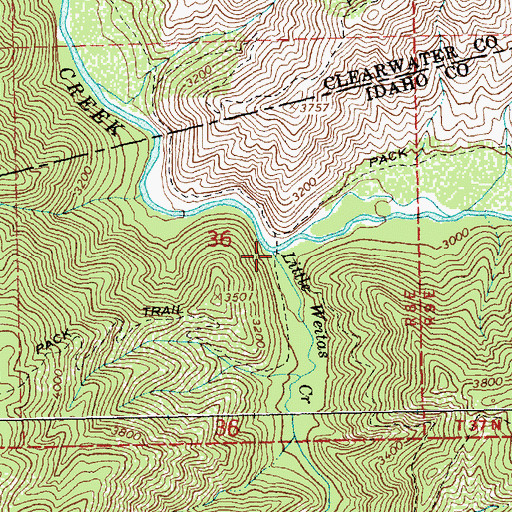Topographic Map of Little Weitas Creek, ID