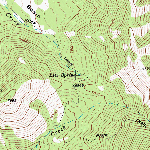 Topographic Map of Litz Spring, ID