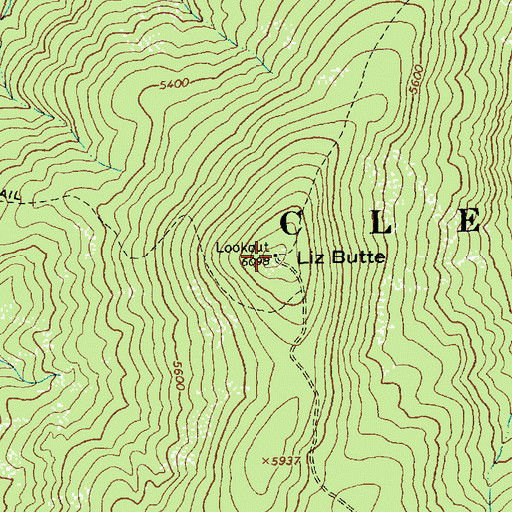 Topographic Map of Liz Butte, ID