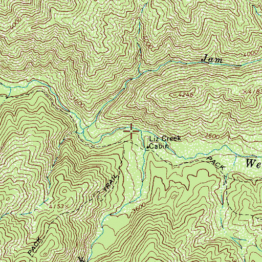 Topographic Map of Liz Creek, ID