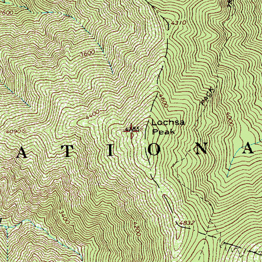 Topographic Map of Lochsa Peak, ID