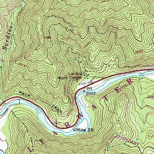 Topographic Map of Lochsa Work Center, ID