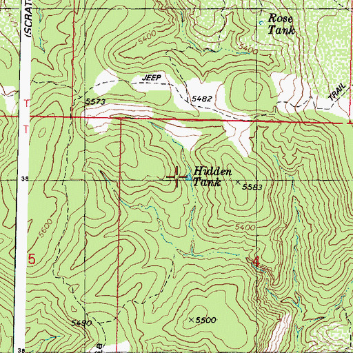 Topographic Map of Hidden Tank, AZ