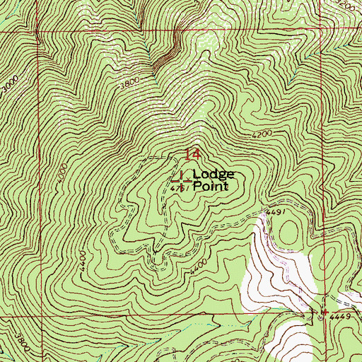 Topographic Map of Lodge Point, ID