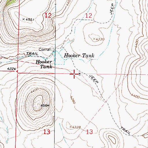 Topographic Map of Hooker Well, AZ