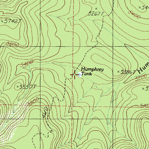 Topographic Map of Humphrey Tank, AZ