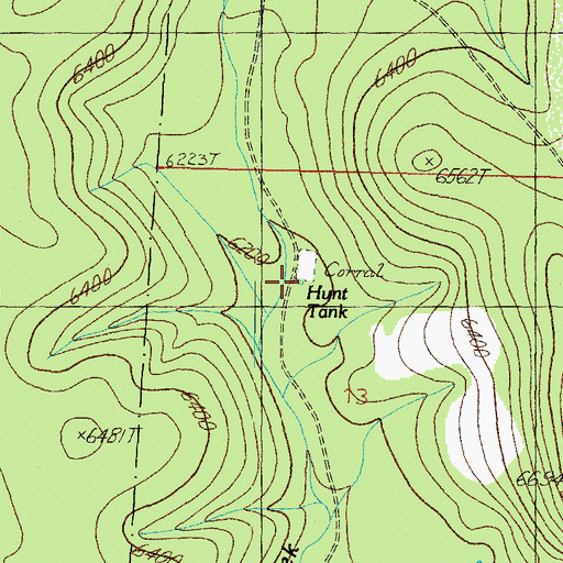 Topographic Map of Hunt Tank, AZ