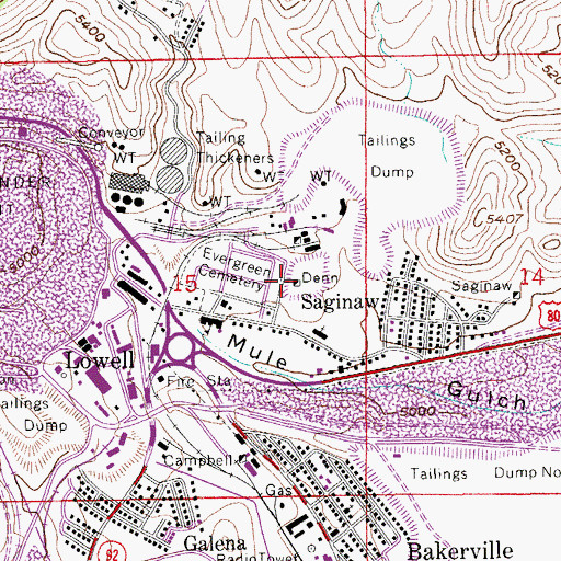Topographic Map of Dern Mine, AZ