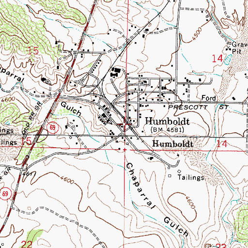 Topographic Map of Iron King Railroad Station, AZ
