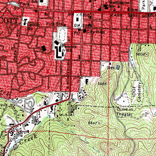 Topographic Map of Jefferson Park, AZ