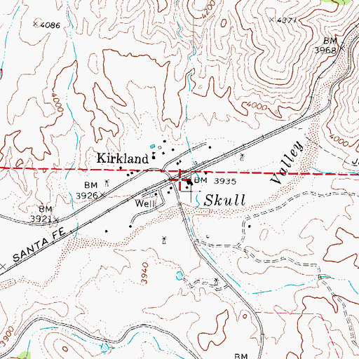 Topographic Map of Kirkland Railroad Station, AZ