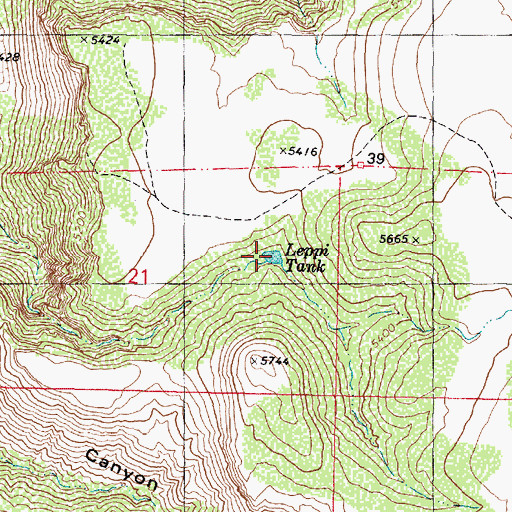 Topographic Map of Leppi Tank, AZ