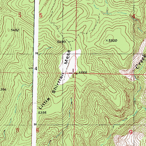 Topographic Map of Little Shirttail Mesa, AZ