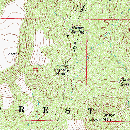 Topographic Map of Logan Mine Spring, AZ
