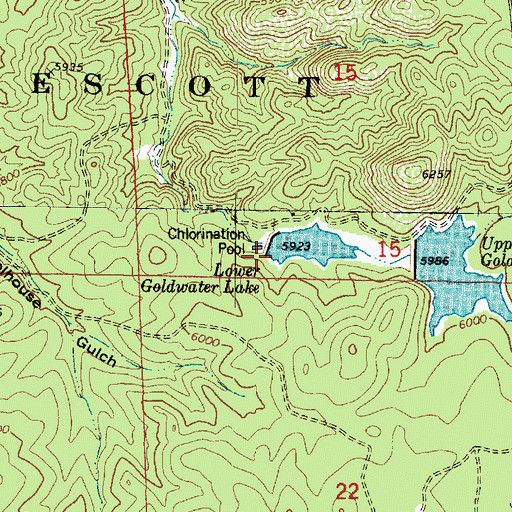 Topographic Map of Lower Goldwater Dam, AZ