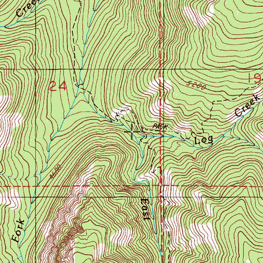 Topographic Map of Log Creek, ID