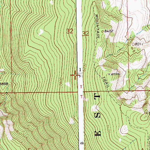 Topographic Map of Log Mountain Trail, ID