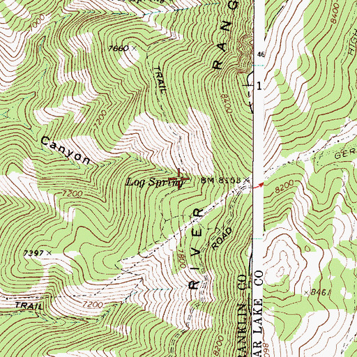 Topographic Map of Log Spring, ID