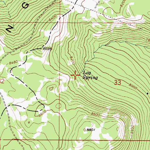 Topographic Map of Log Spring, ID