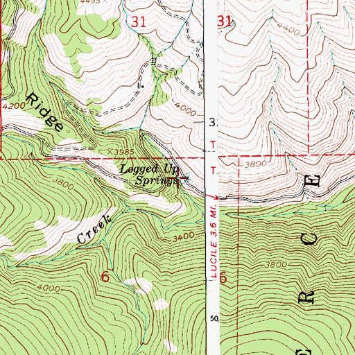 Topographic Map of Logged Up Springs, ID