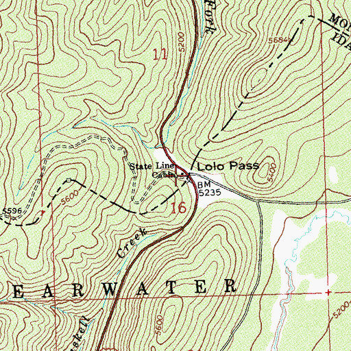 Topographic Map of Lolo Pass, ID