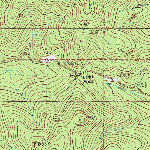 Topographic Map of Lolo Pass, ID