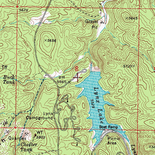 Topographic Map of Lynx Lake Dam, AZ