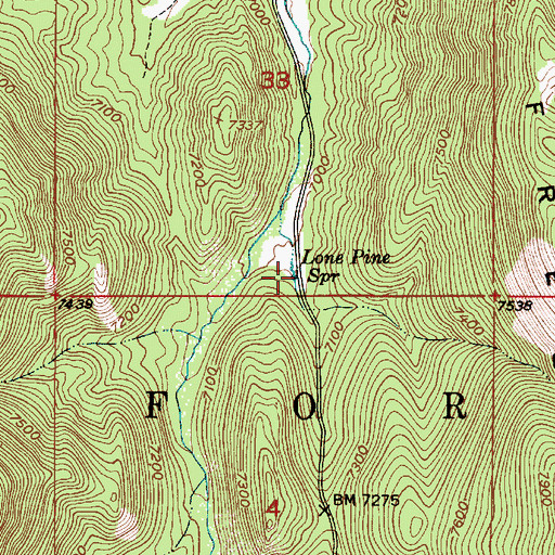 Topographic Map of Lone Pine Spring, ID