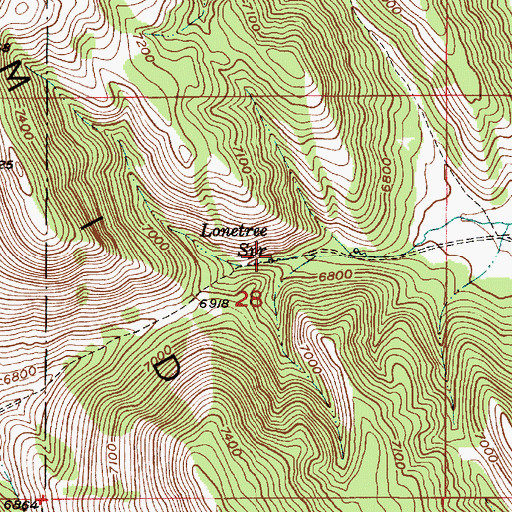 Topographic Map of Lonetree Spring, ID