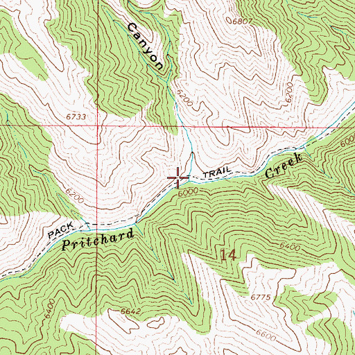 Topographic Map of Long Canyon, ID