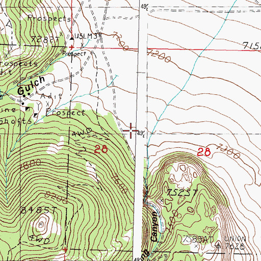 Topographic Map of Long Canyon, ID