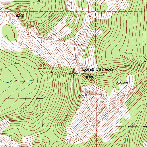 Topographic Map of Long Canyon Pass, ID