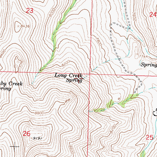 Topographic Map of Long Creek Spring, ID