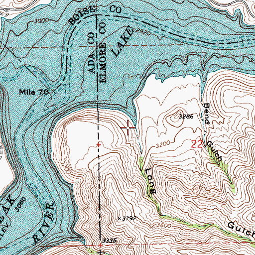 Topographic Map of Long Gulch, ID