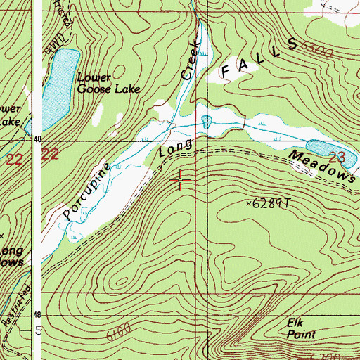 Topographic Map of Long Meadows, ID